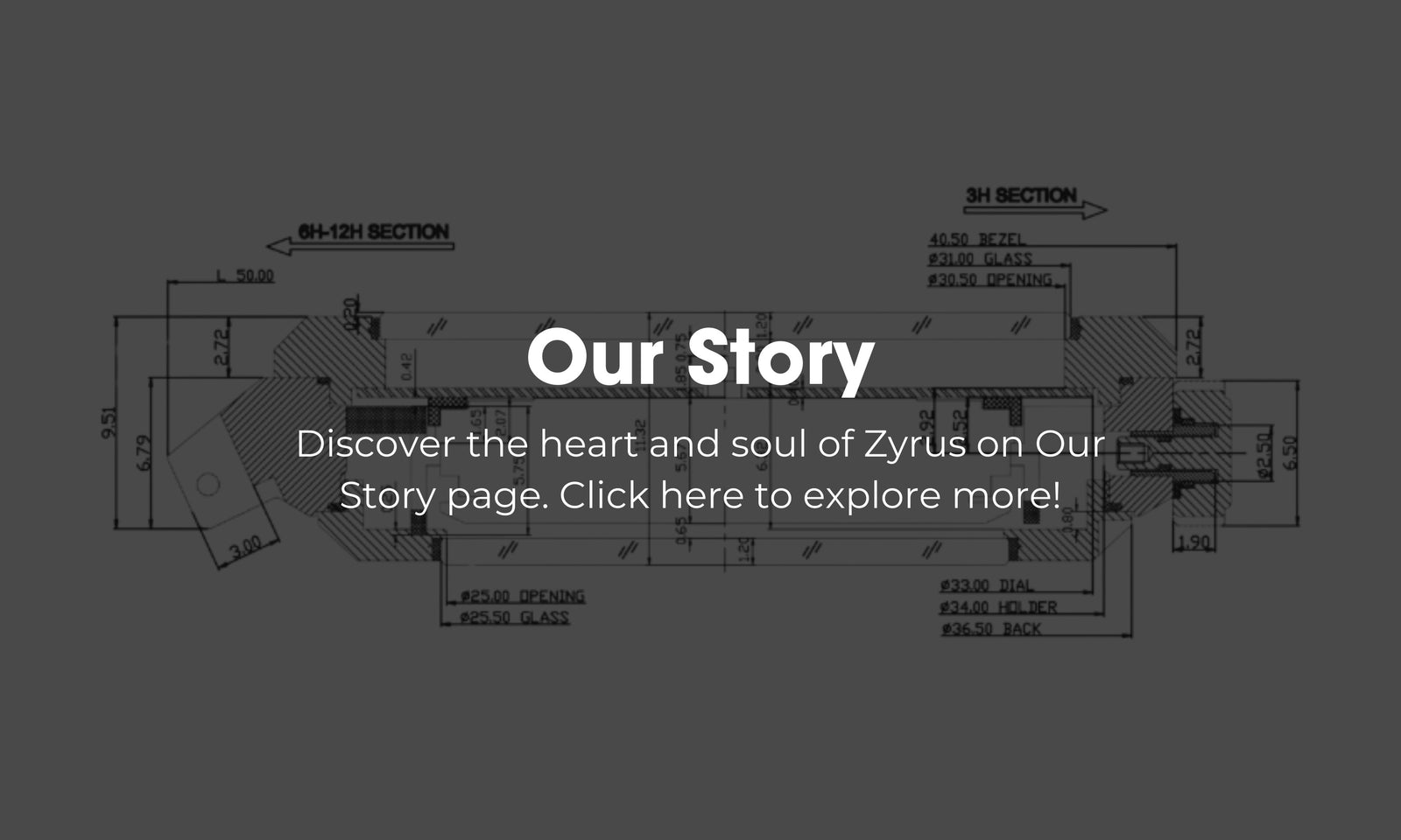 Zyrus Our Story page, showcasing the brand's journey, craftsmanship, and commitment to quality.