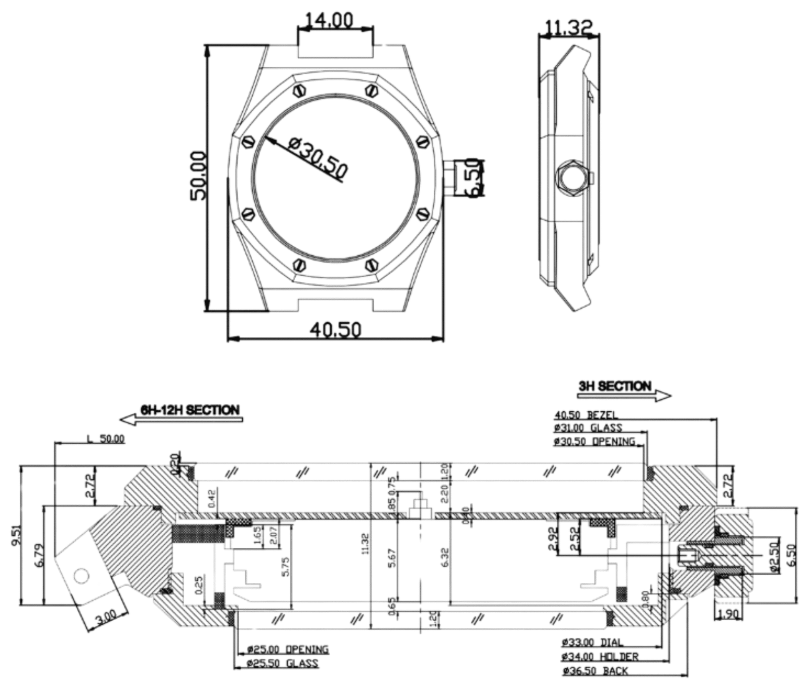 Detailed sketch drawing of Zyrus watch, highlighting intricate design and craftsmanship.